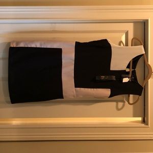 Block black and khaki dress